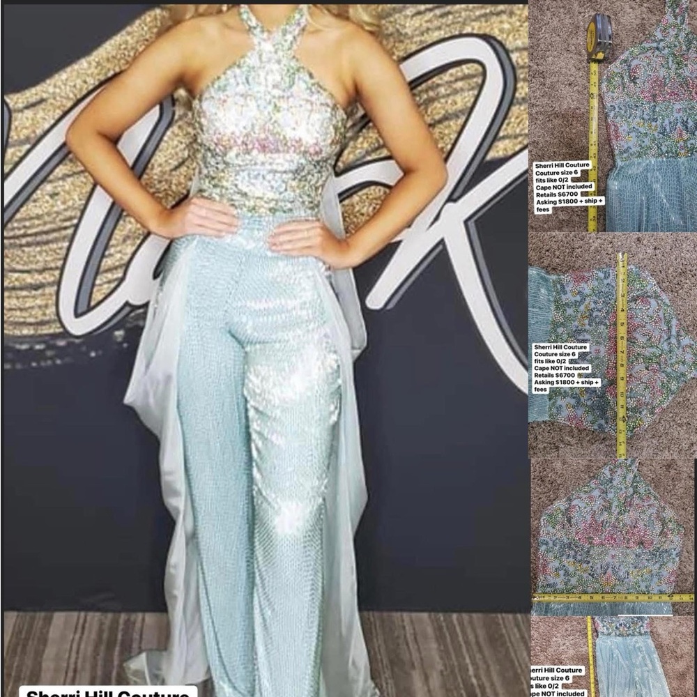 Sherri Hill Couture liquid Beading Jumpsuit-